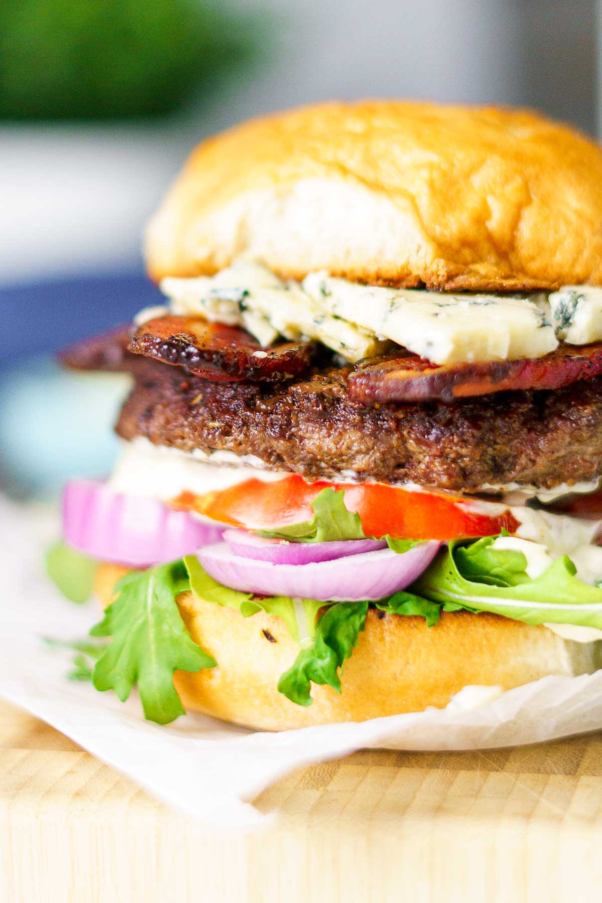 close up of wagyu burger