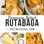 collage of roasted rutabaga shots