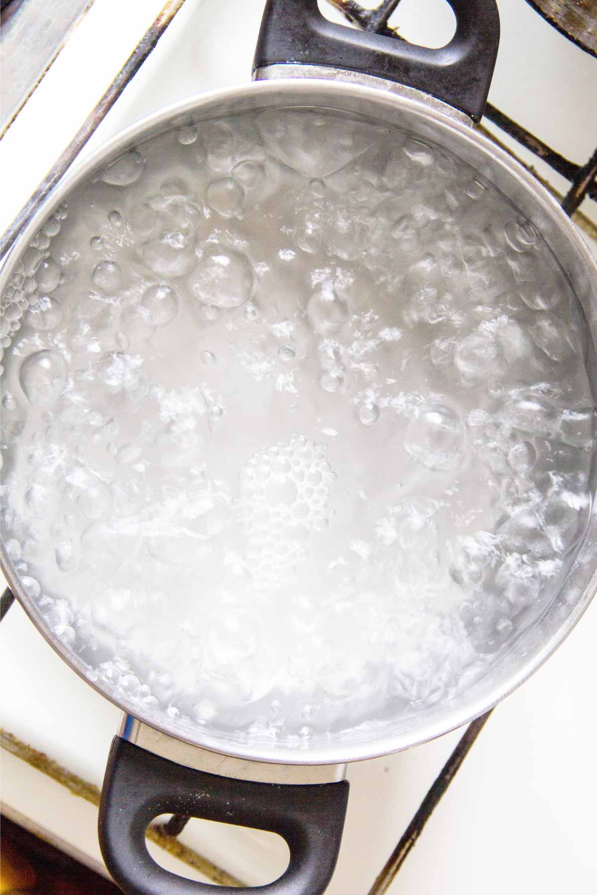 pot on stove with boiling water