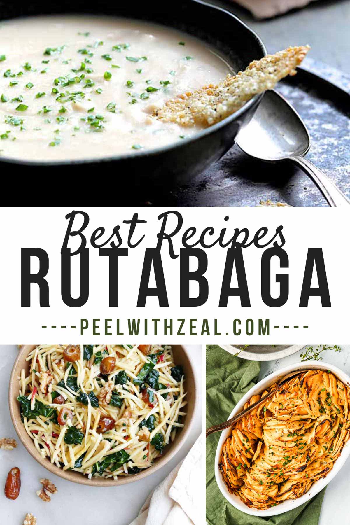 collage of different rutabaga dishes