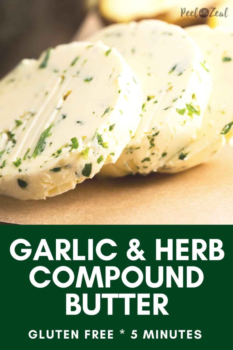 slices of garlic and herb compound butter