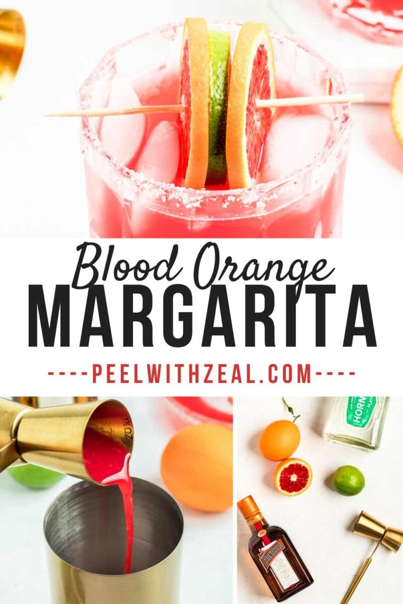 collage with steps to make orange margaritas.