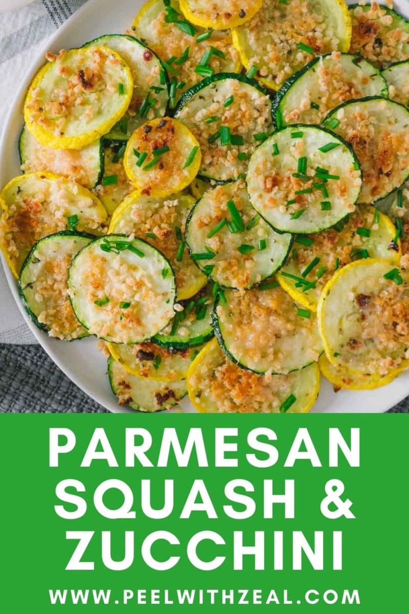 Roasted squash and zucchini on a plate.