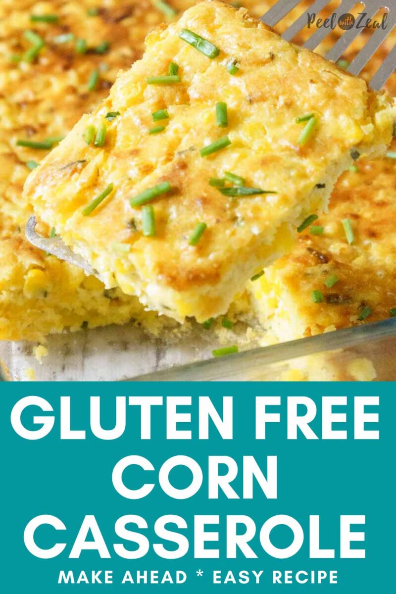gluten free corn casserole being served at dinner.