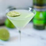 green ghost cocktail in a martini glass