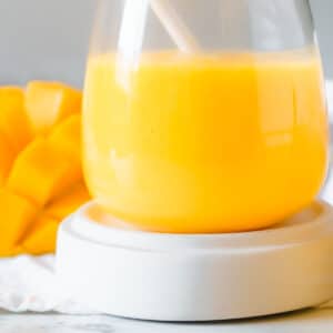 mango nectar in a glass.