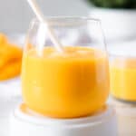 mango nectar in a glass.