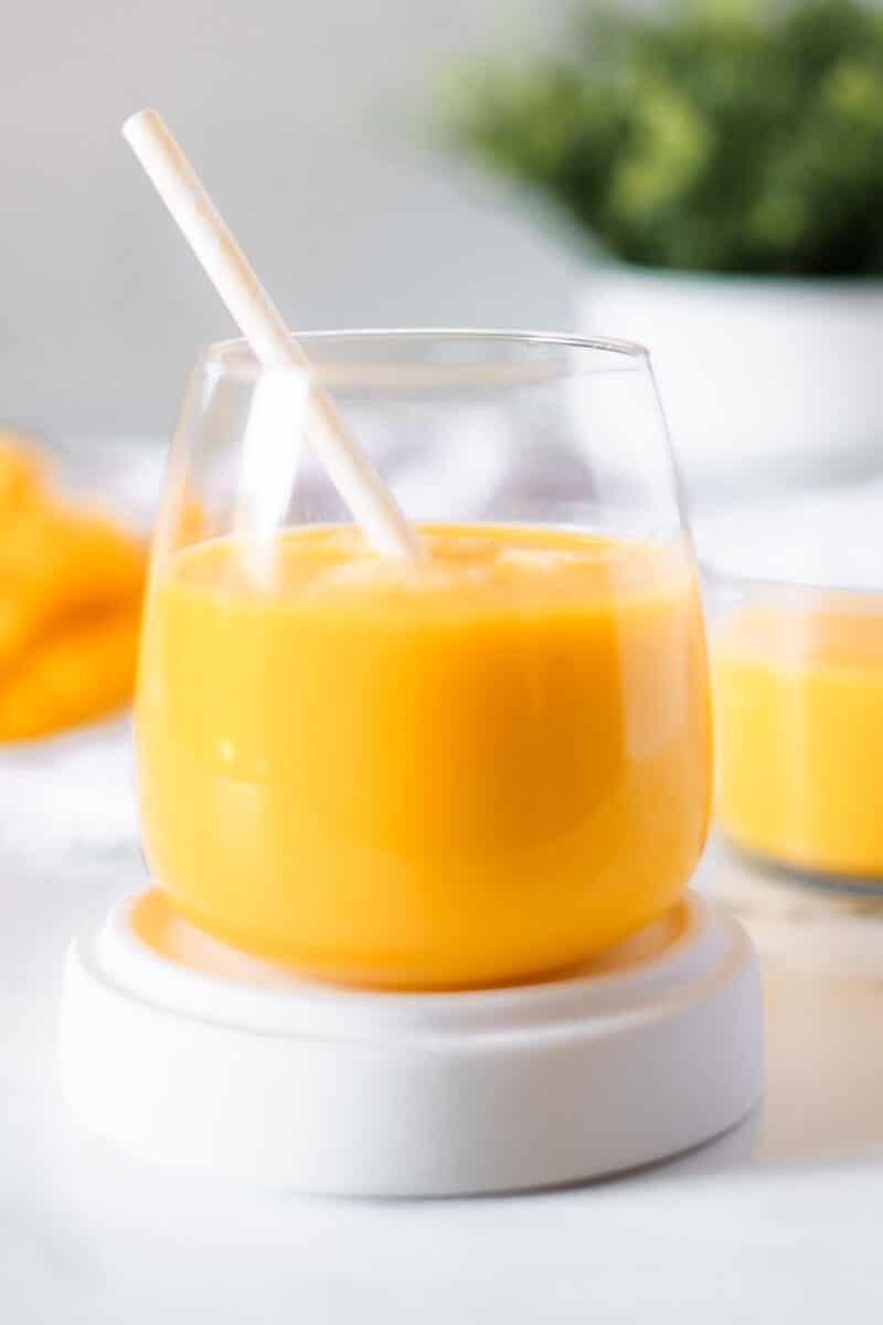 mango nectar in a glass.