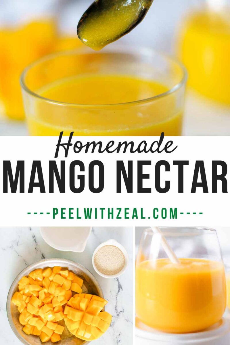steps showing how to make mango nectar.