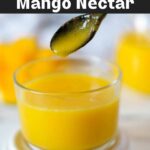 mango nectar in a glass.