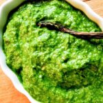 ramp pesto in bowl with spoon.