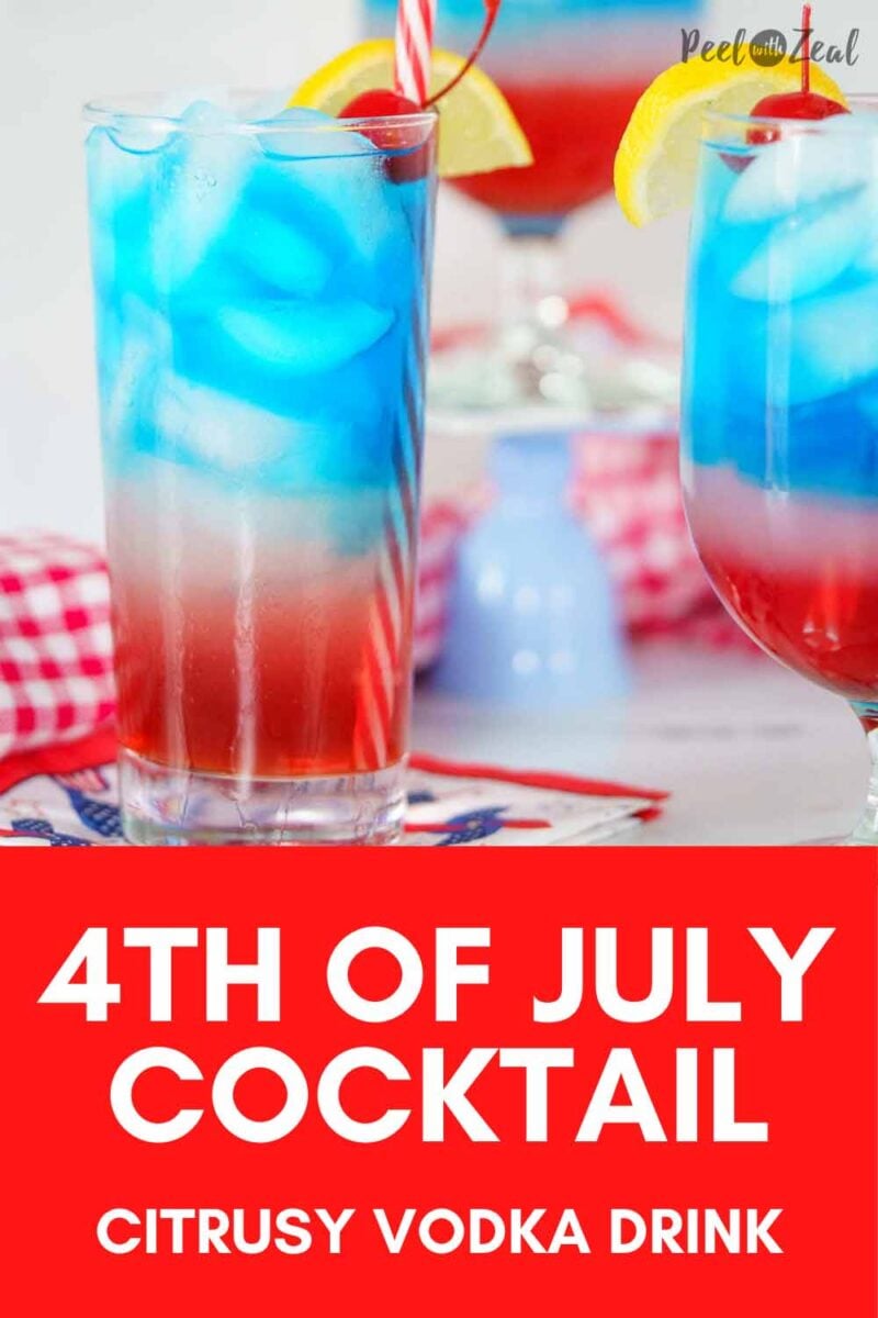 red white and blue cocktails on counter