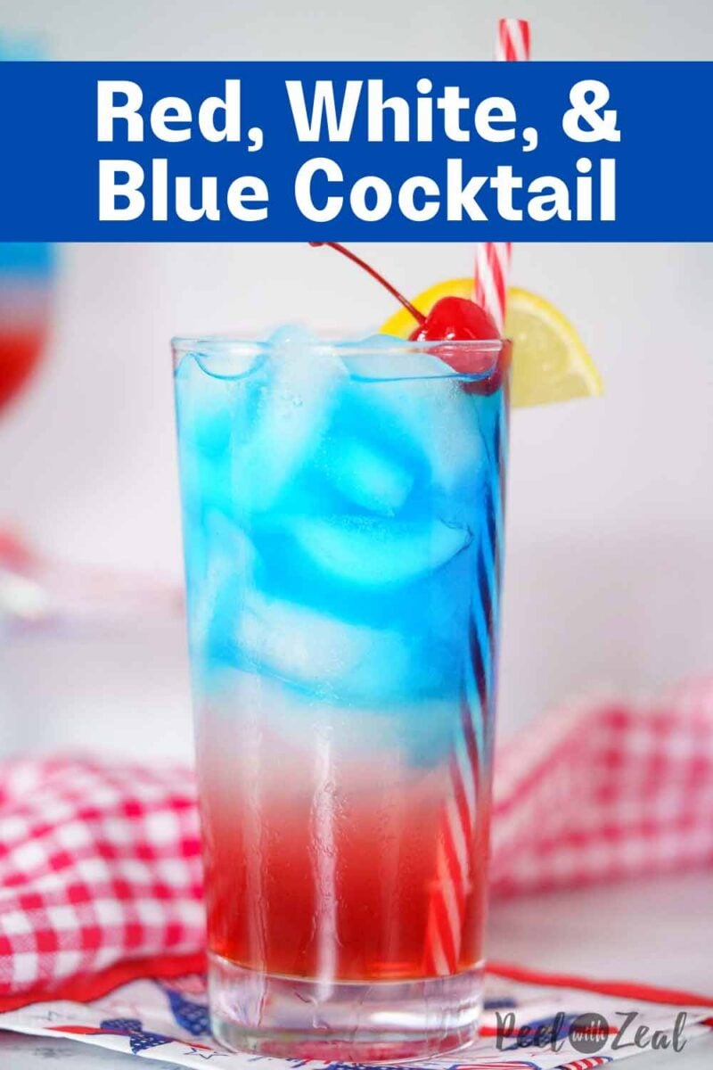 red white and blue cocktails on counter