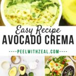 collage of avocado crema uses