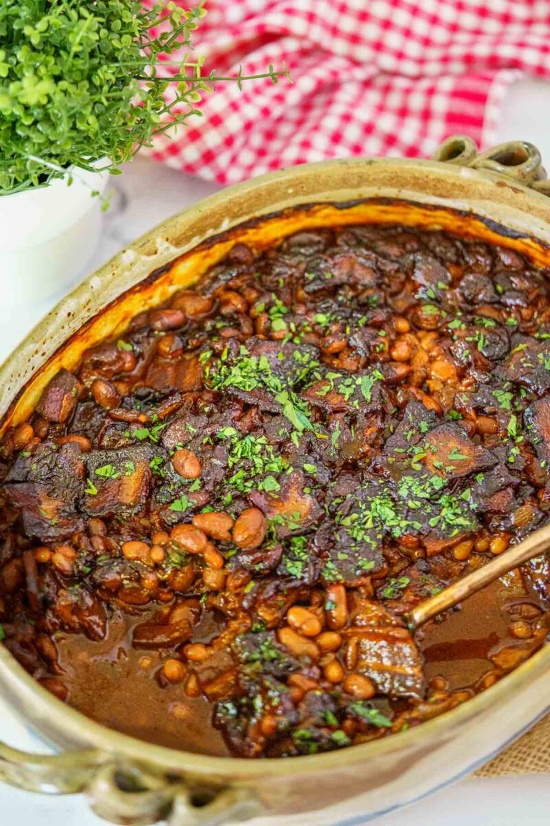 Molasses Baked Beans with Bacon (GF) Peel with Zeal