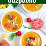 gazpacho in a white bowls