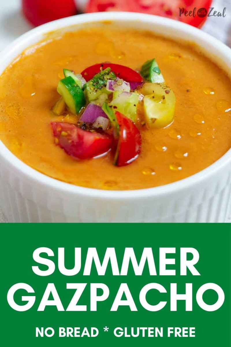 gazpacho in a white bowl