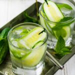 gin and tonics with cucumber
