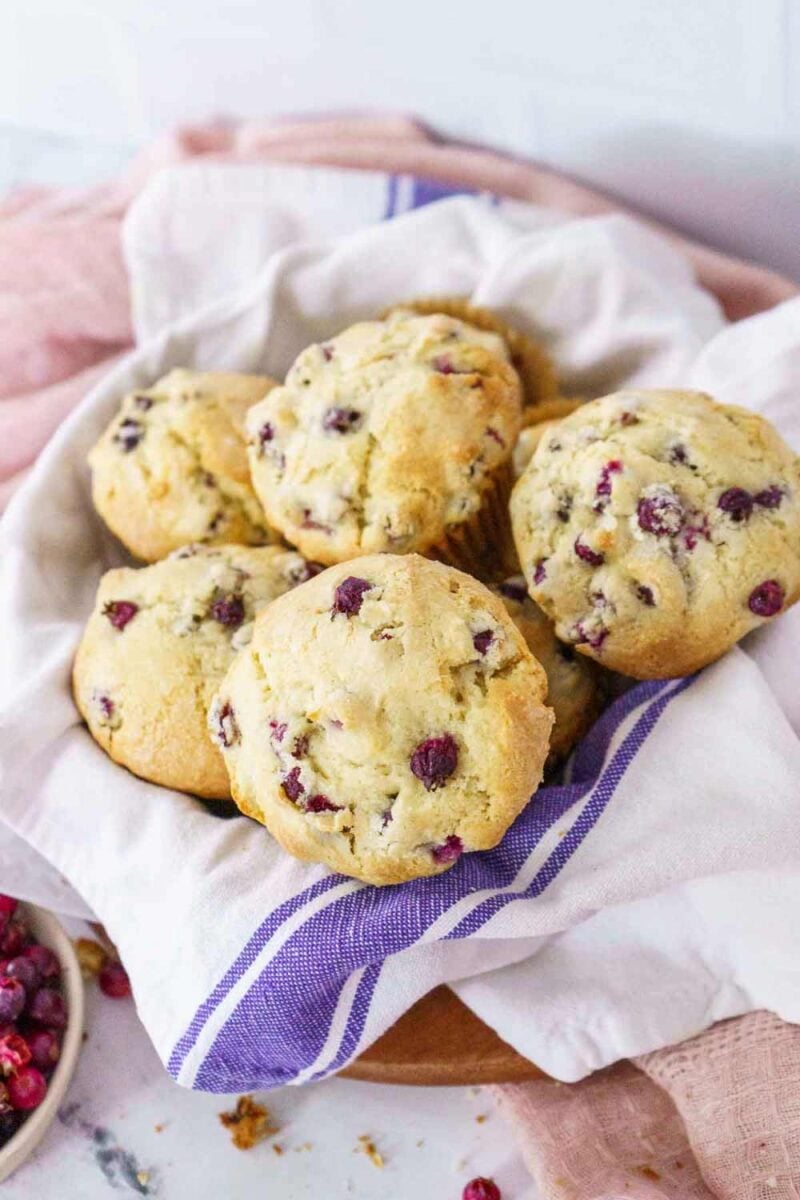 berry muffins in a basket