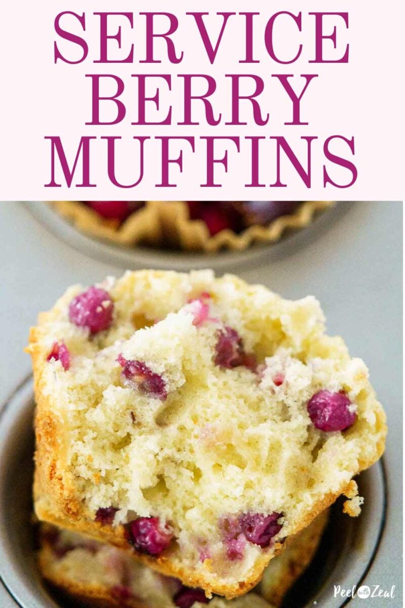 serviceberry muffin cut in half