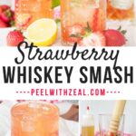 strawberry whiskey smash in a glass