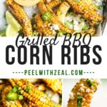 corn ribs with chili dipping sauce on platter