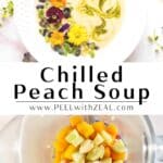 peach soup in a bowl and in a blender