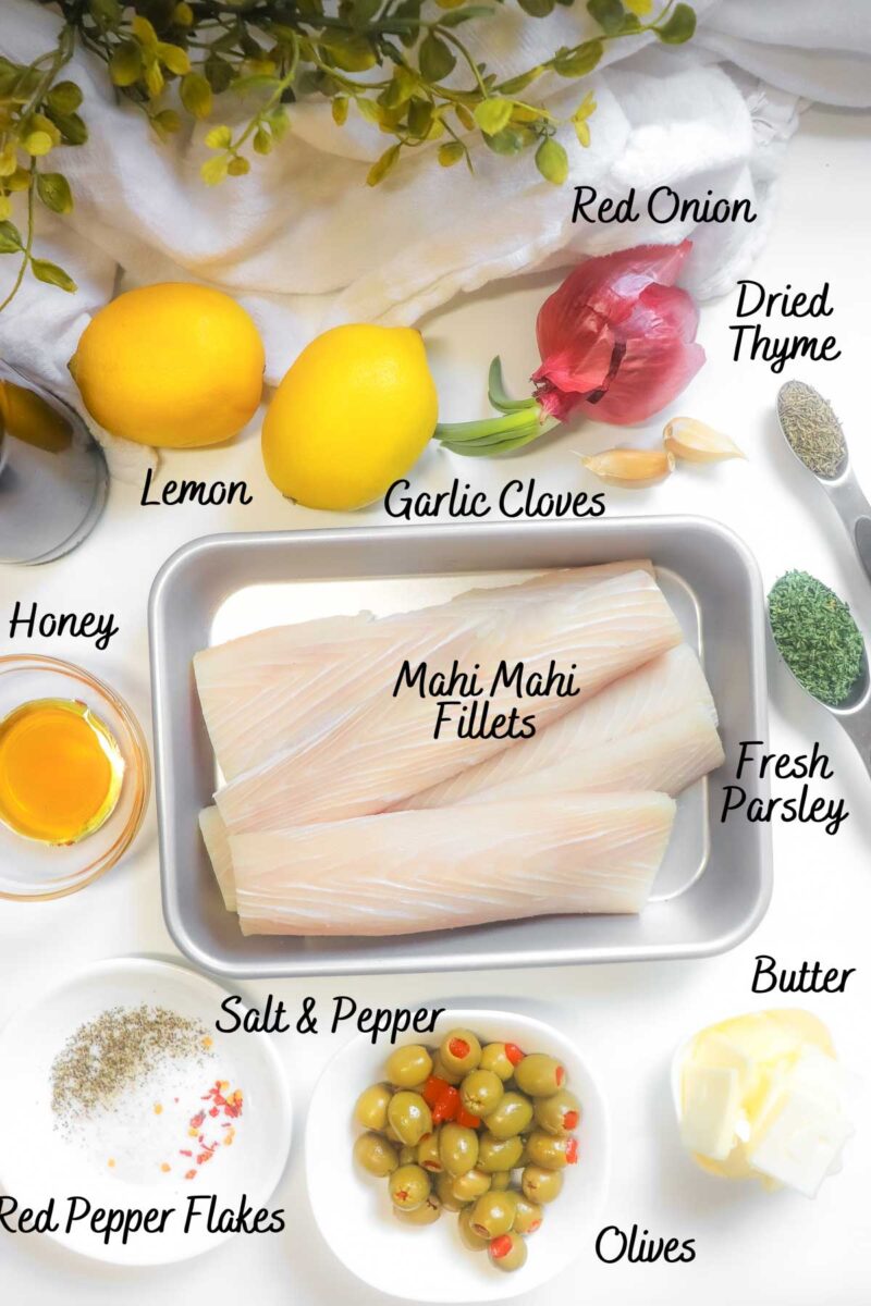 Baked Mahi Mahi with Herbs and Olives Peel with Zeal