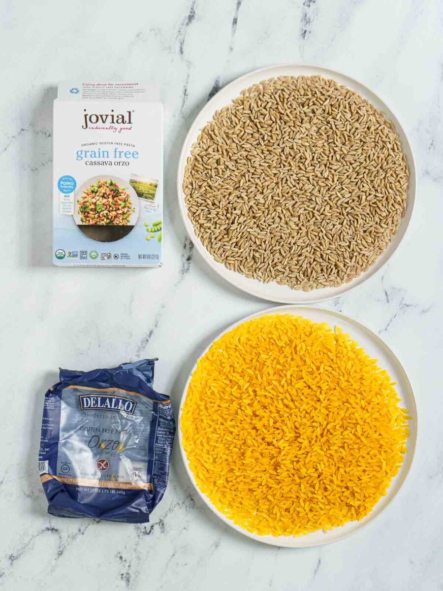comparing brands of gluten-free orzo, uncooked
