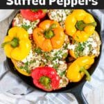 chicken stuffed peppers in a pan