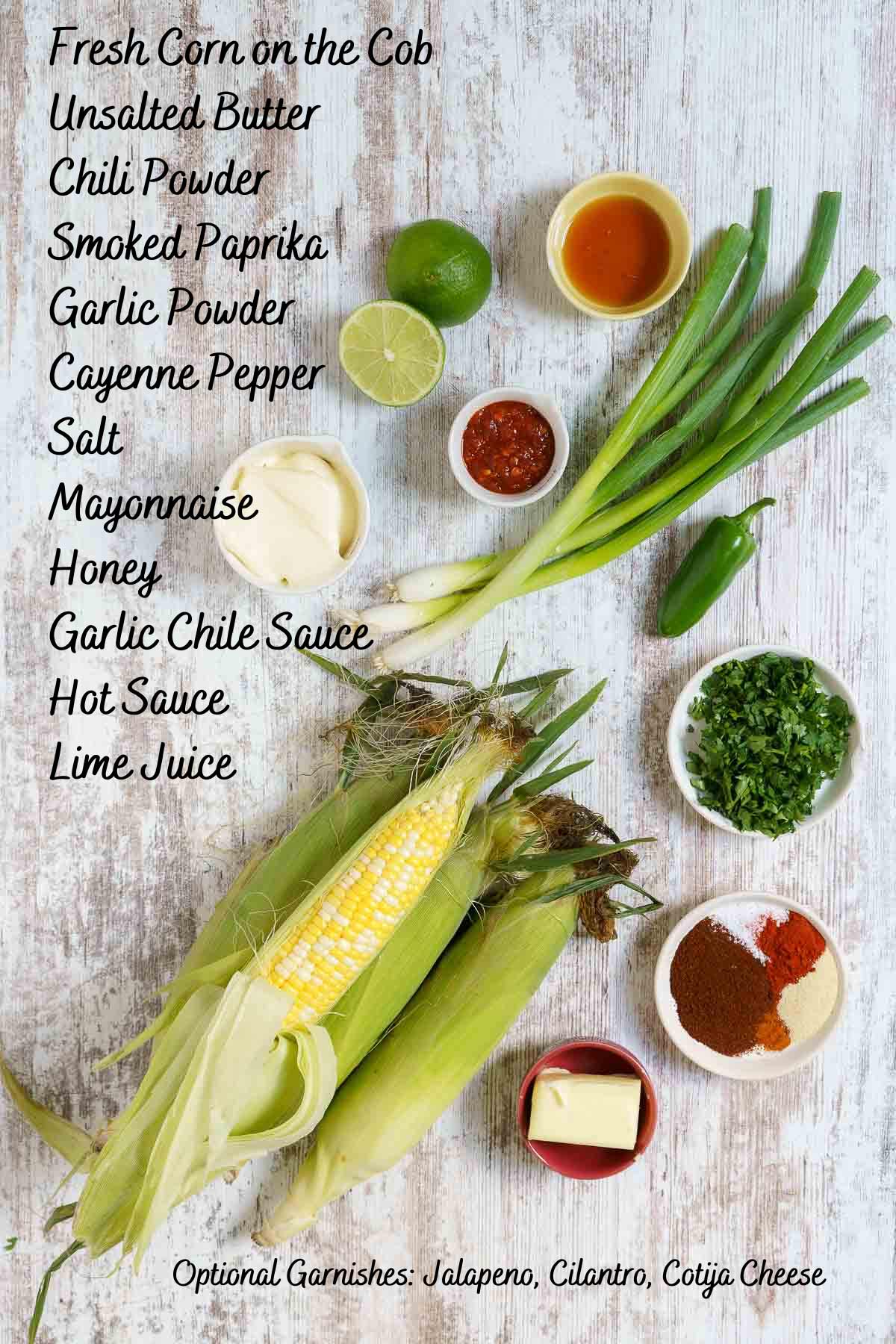 corn rib recipe ingredients on counter