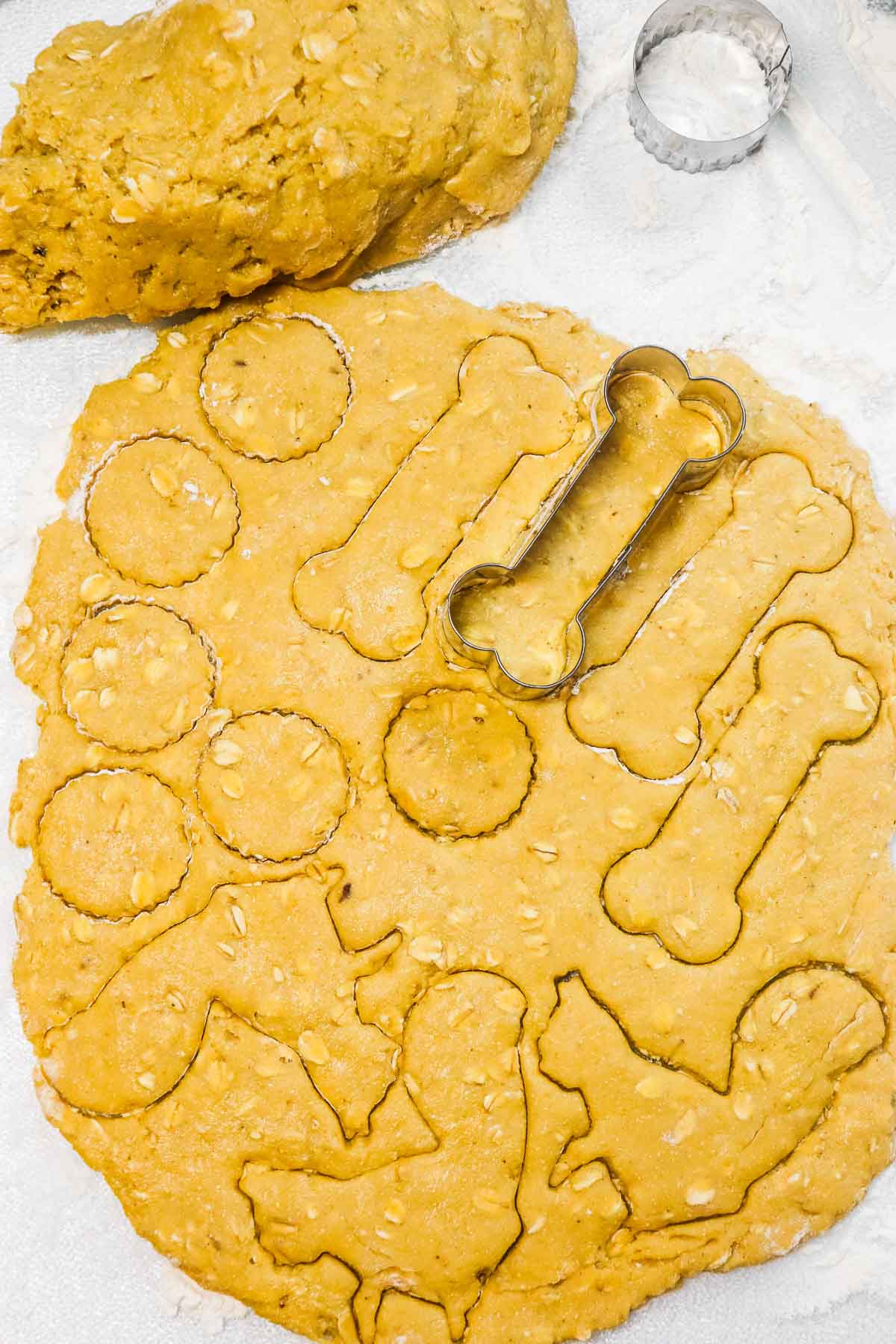 cutting out treats with a cookie cutter