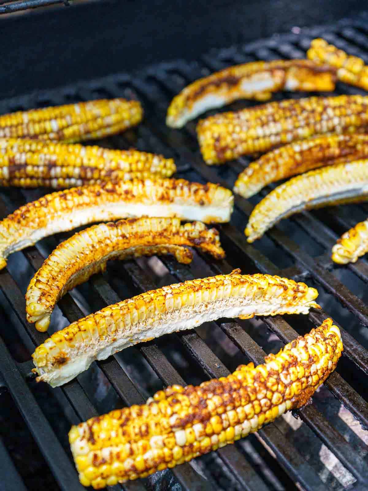 BBQ corn ribs on a grill