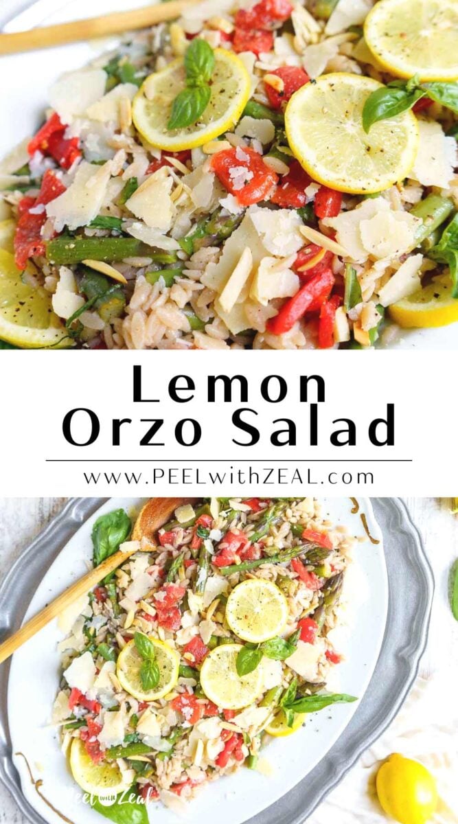 orzo salad on a platter