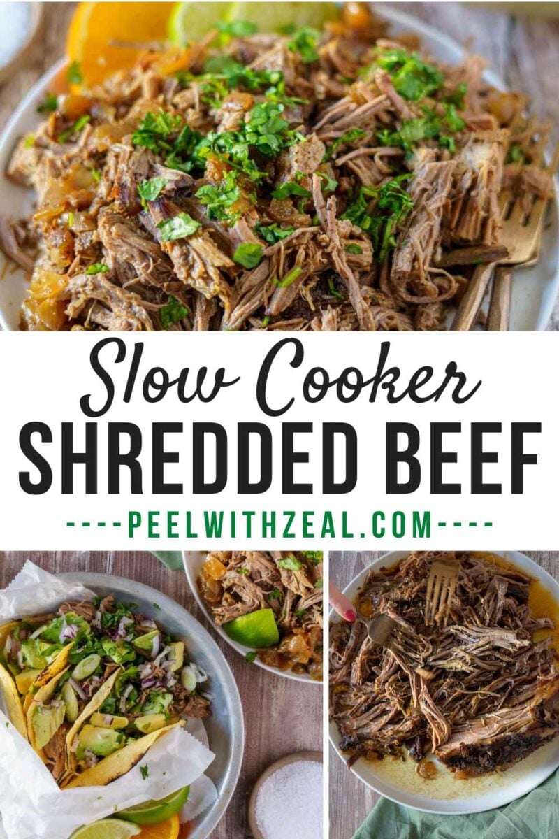 Shredded beef with garnished with cilantro on a plate.