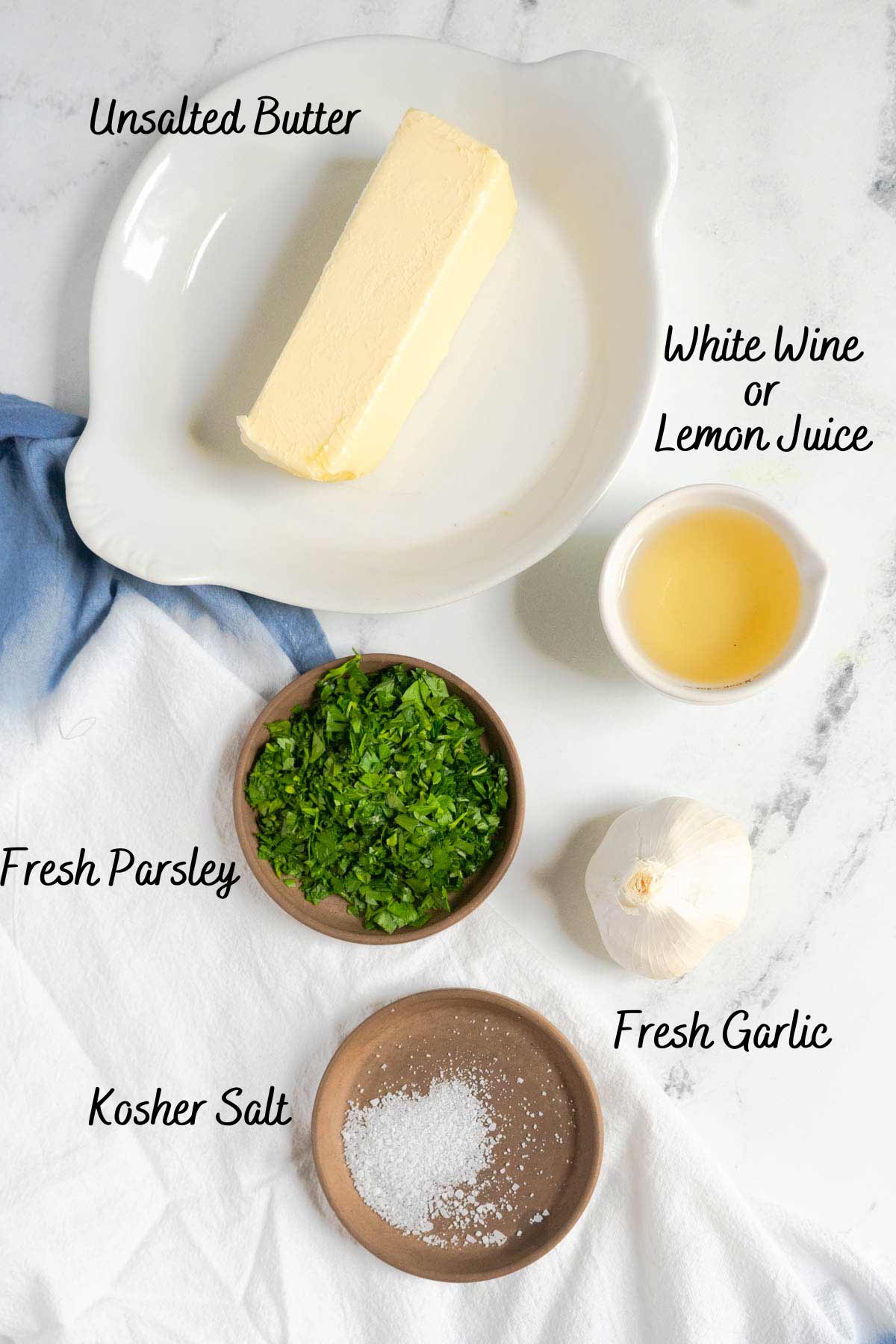 Recipe ingredients on a counter.