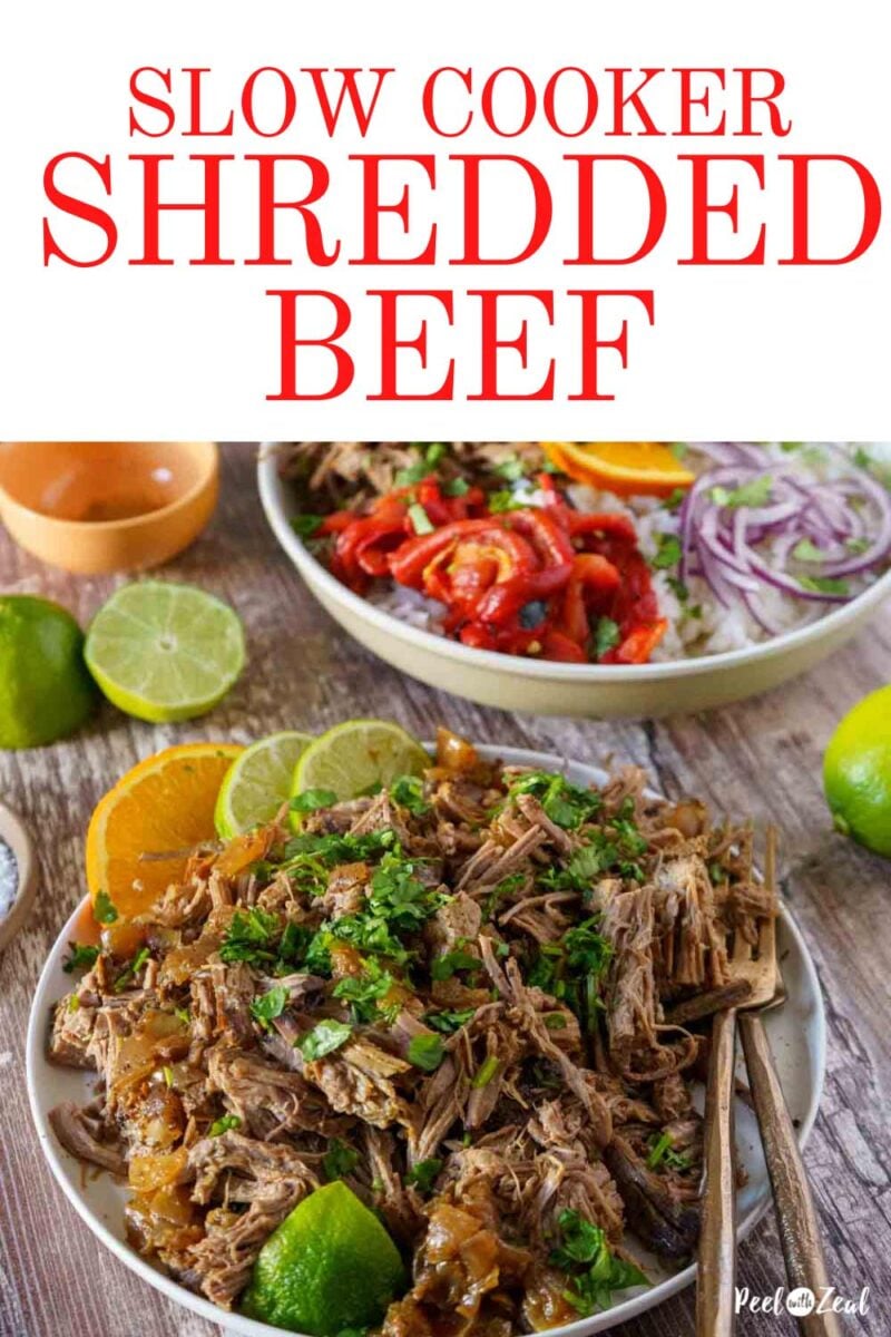 Shredded beef with garnished with cilantro on a plate.