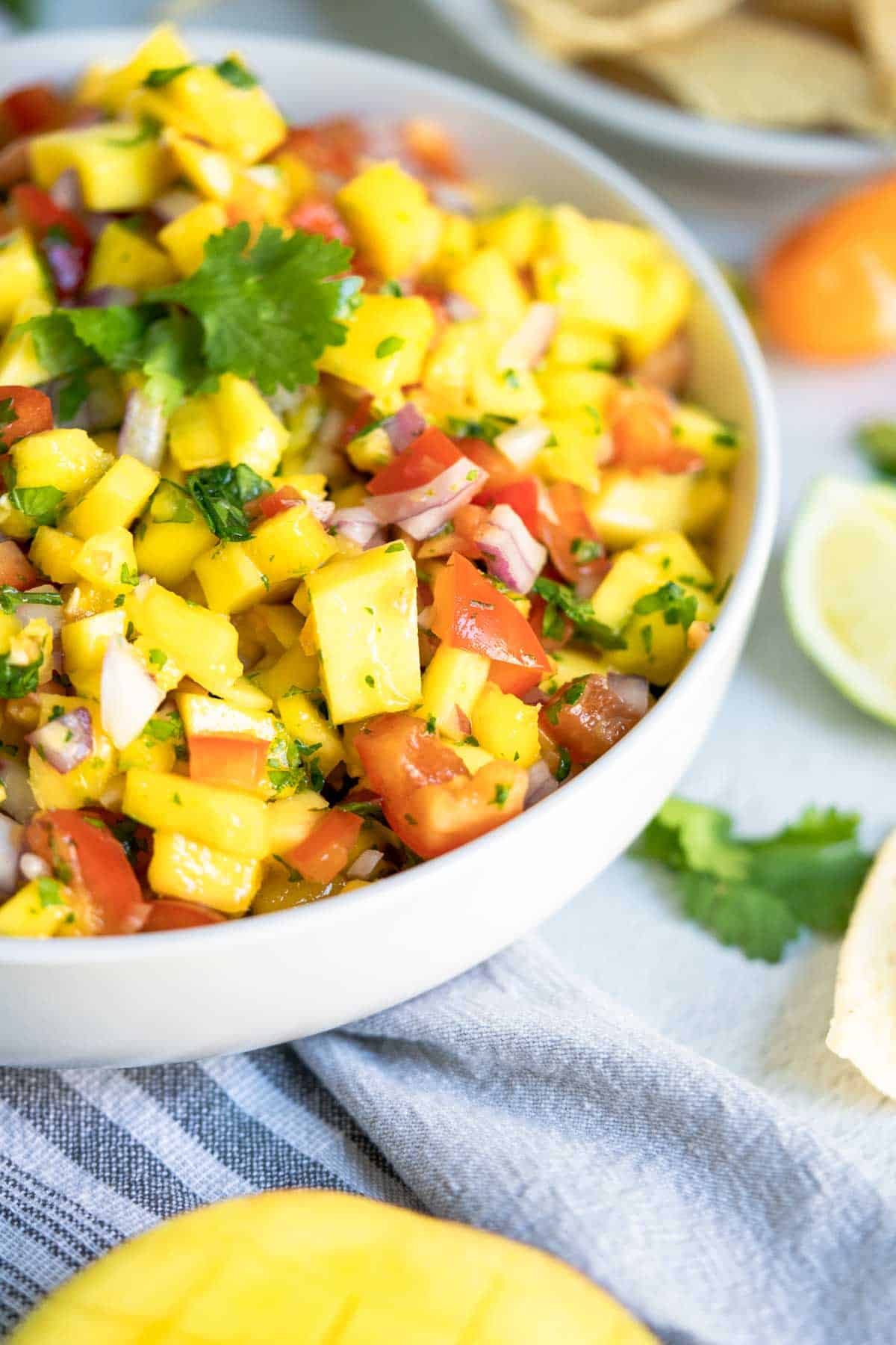 mango salsa in a bowl.