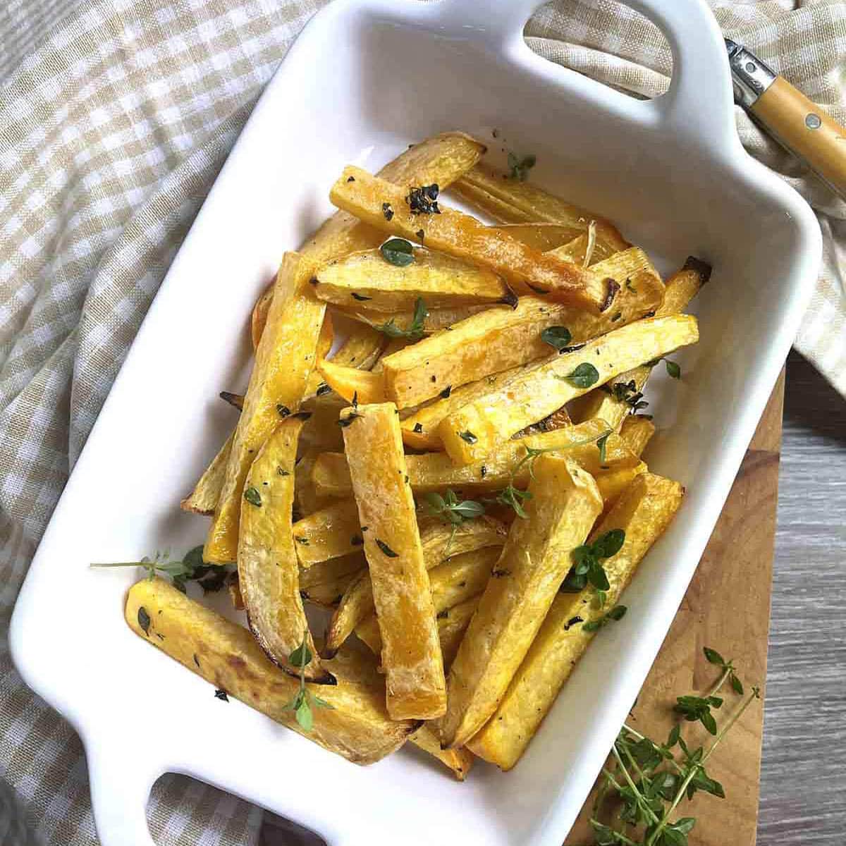 Rutabaga fries with herbs.