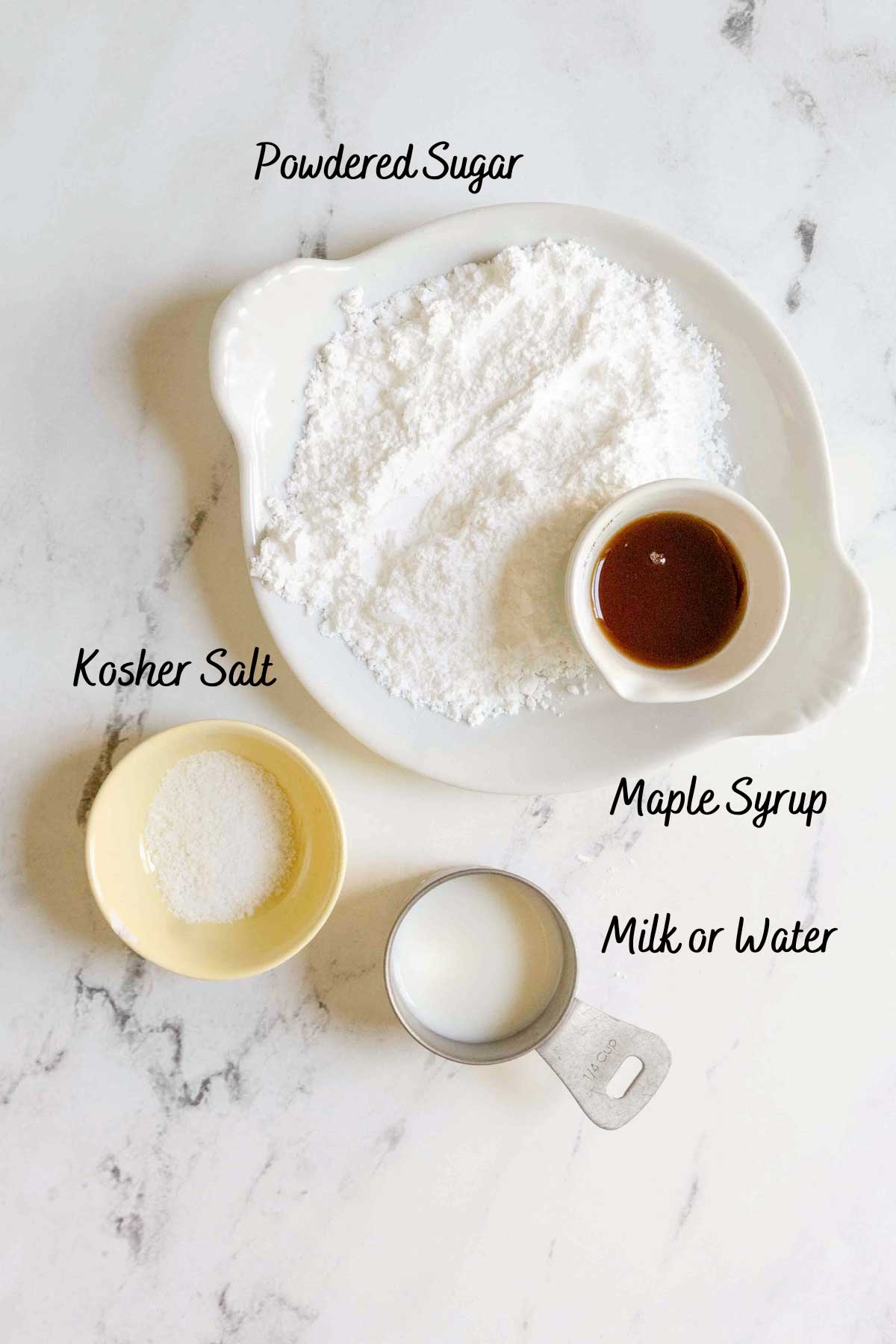 maple glaze ingredients on a counter