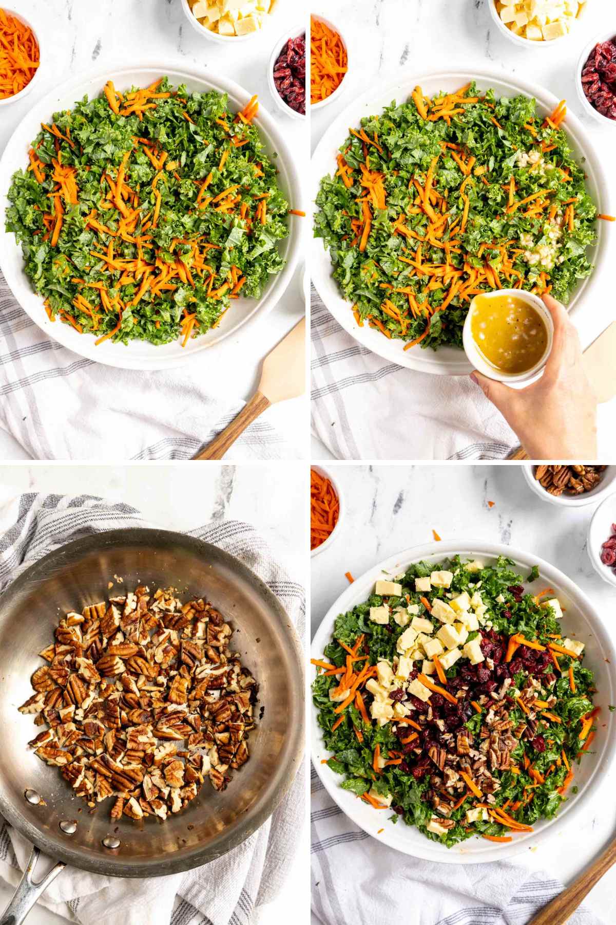 Assembling the salad and toasting the pecans. 