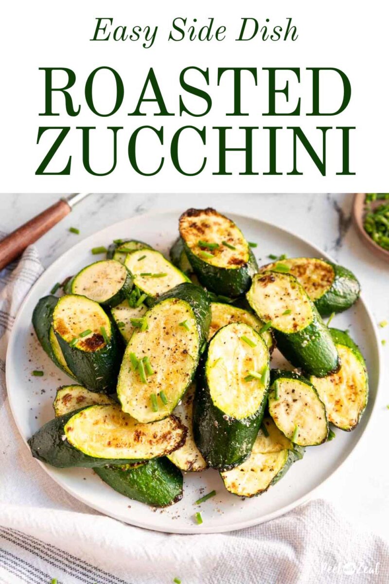 Roasted zucchini on a plate.