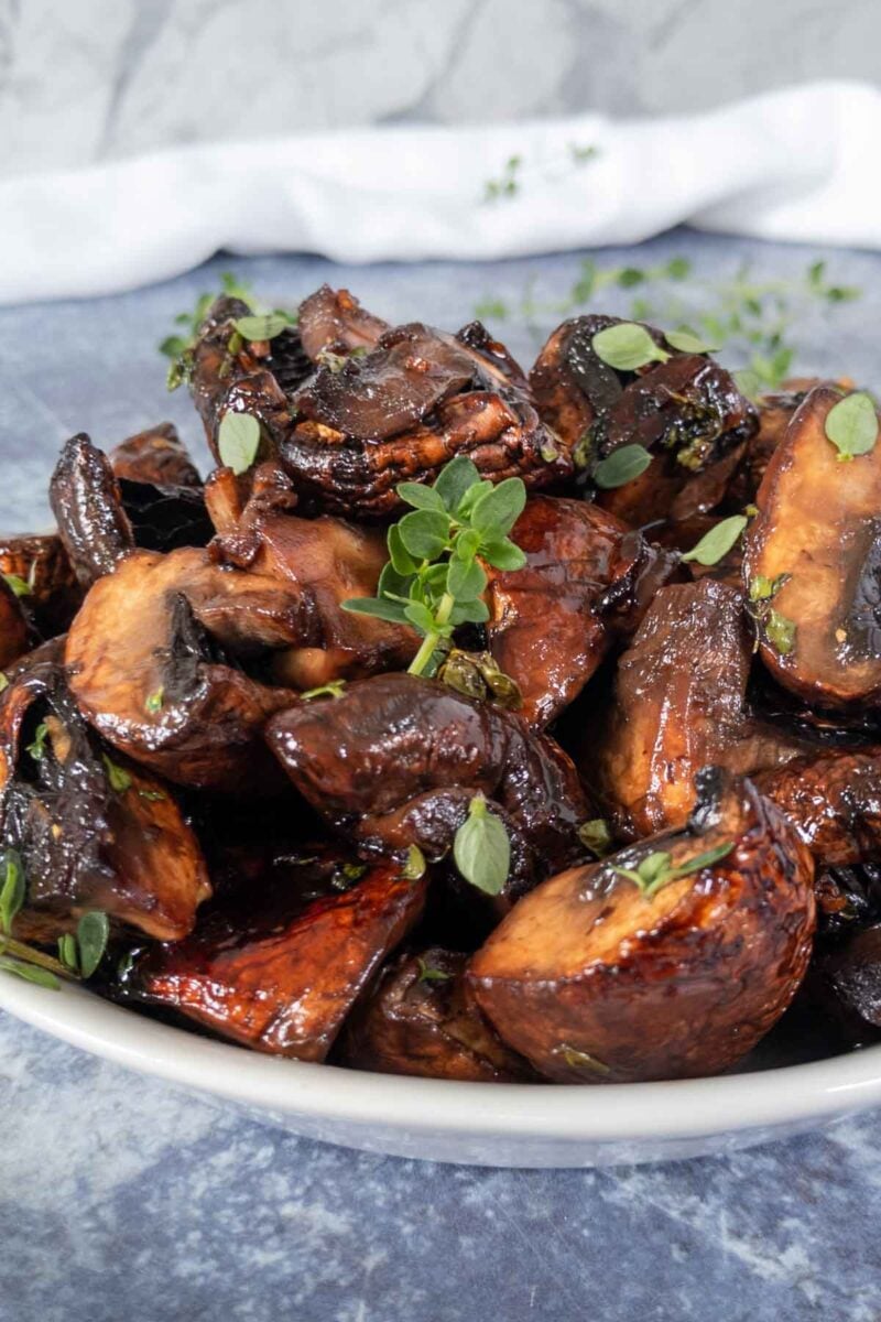 Roasted mushrooms on a plate.