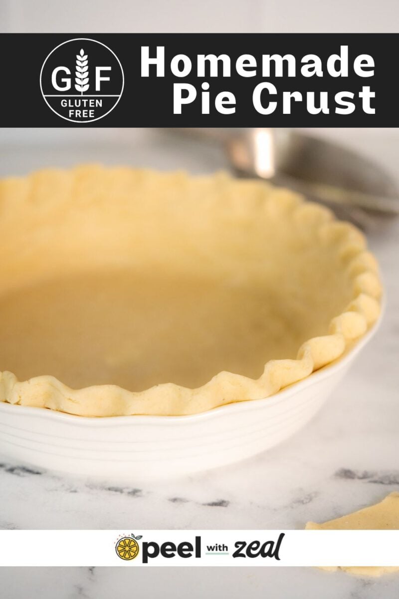 Homemade GF pie dough in a pie pan.