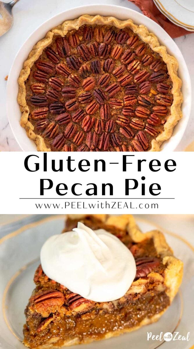 Pecan pie in a pie pan.