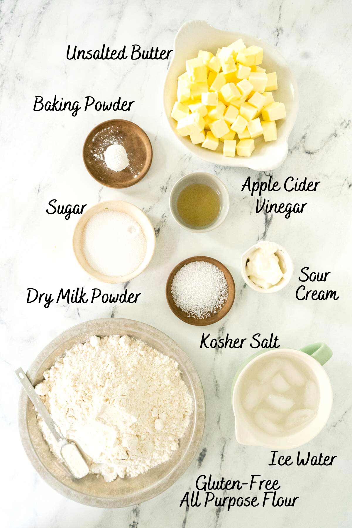 Recipe ingredients on a counter.