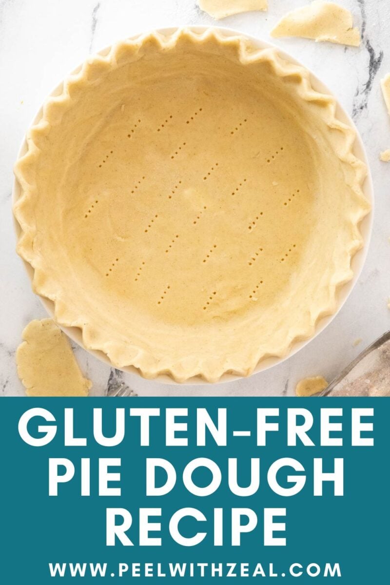Gluten free pie dough in a pie plate.