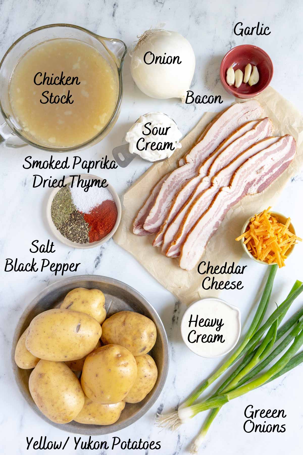 Recipe ingredients on a counter.