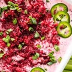 Cranberry jalapeno dip in a bowl.