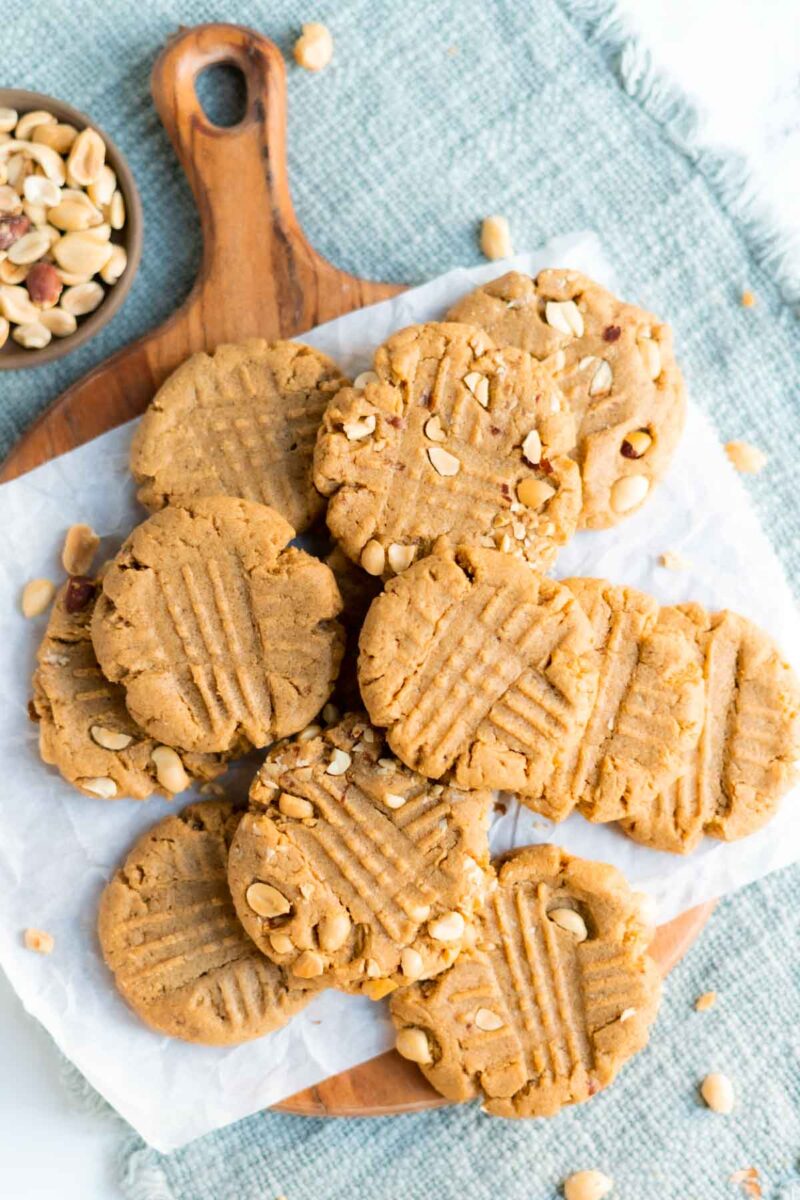 Peanut butter cookies on a plate.